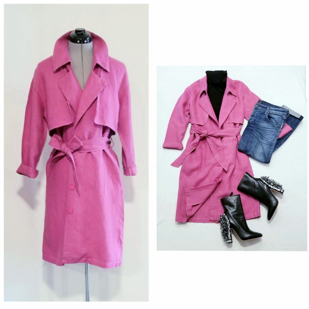 ILANA KOHN "perfect dress up-down" linen trench garmentory pocket jacket $465 S - Picture 10 of 12